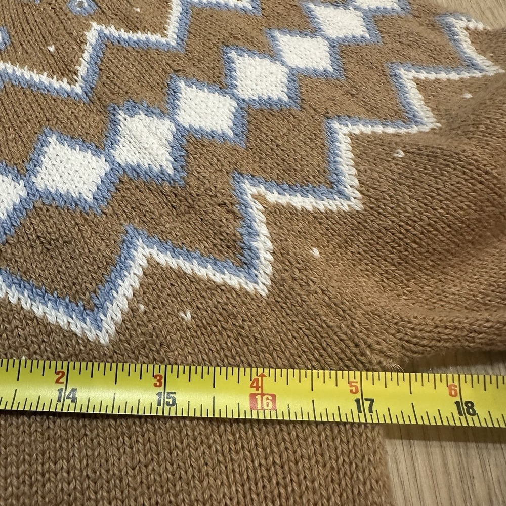 J.Crew Fair Isle Turtleneck Sweater Sz‎ Small Camel Brown Nordic Cotton Knit - Picture 6 of 8